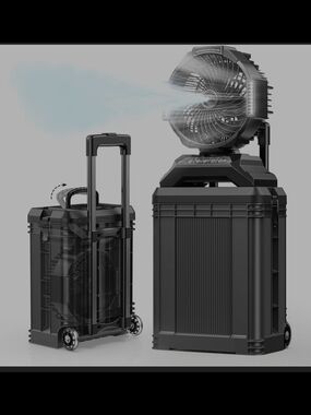 Portable Black Outdoor Rechargeable High-Power Fan with Trolley Handle
